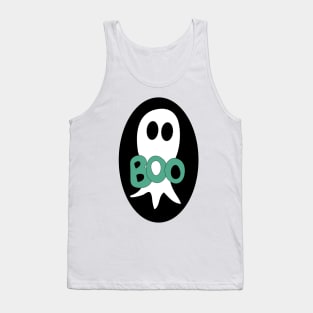 Cute Halloween ghost cartoon with BOO text Tank Top